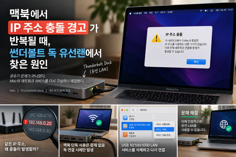 맥 IP 충돌 시 해결 방법